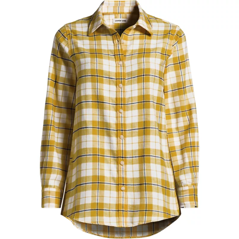 Flannel Boyfriend Long Sleeve Shirt, Front