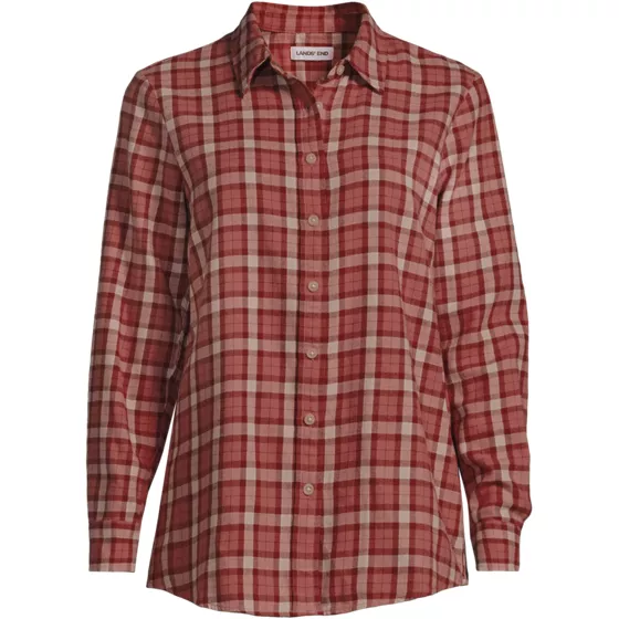 Women's Flannel Boyfriend Fit Long Sleeve Shirt - primary