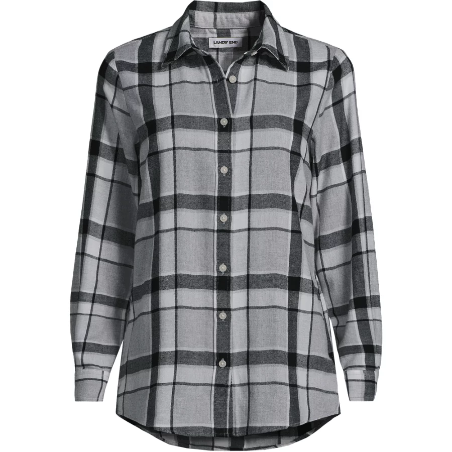 Women's Flannel Boyfriend Fit Long Sleeve Shirt view 3
