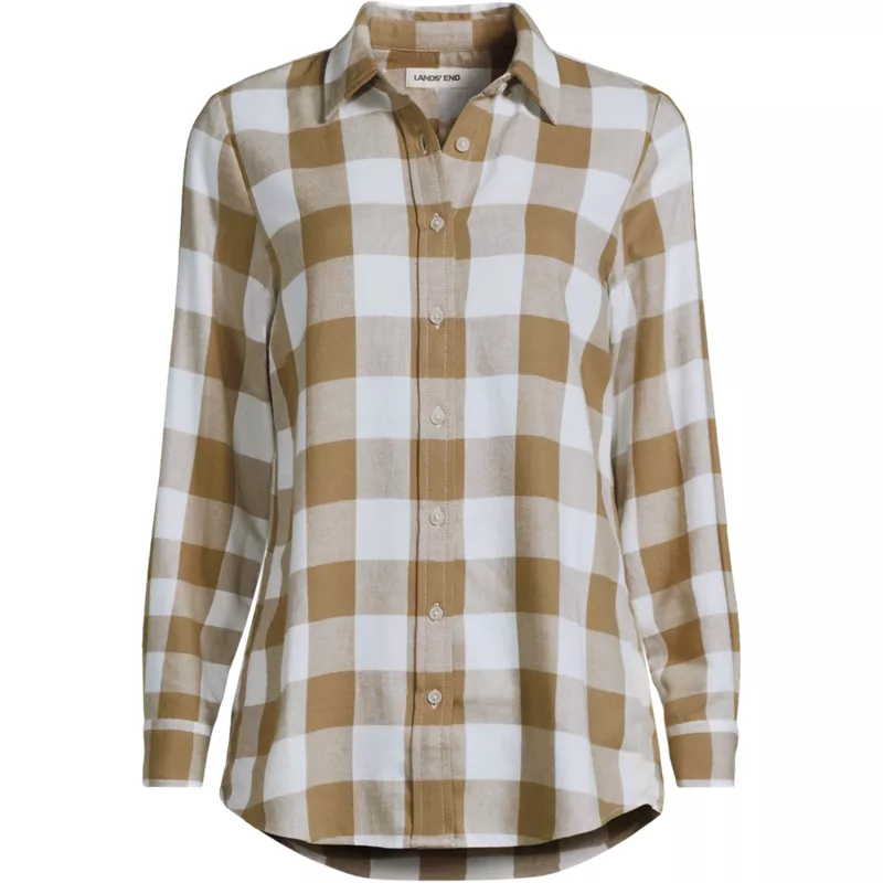 Flannel Boyfriend Long Sleeve Shirt, Front