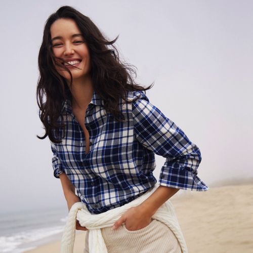 Boyfriend-Bluse aus Flanell für Damen in Petite-Größe | Lands' End