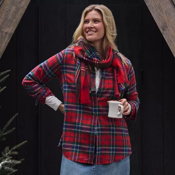 Tall Flannel Boyfriend Long Sleeve Shirt - primary