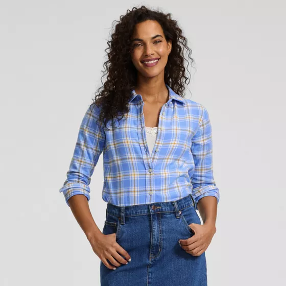 Flannel Boyfriend Long Sleeve Shirt - primary