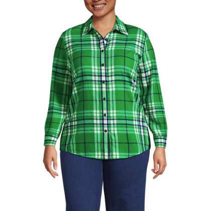Women's Plus Size Flannel Boyfriend Fit Long Sleeve Shirt - primary
