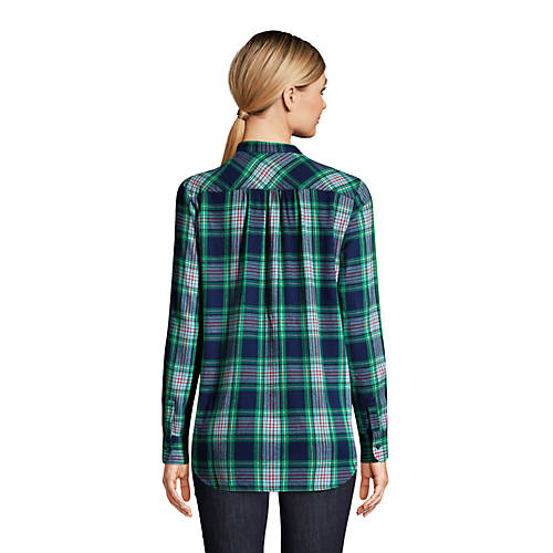 Women's Flannel Long Sleeve Tunic Top - Secondary