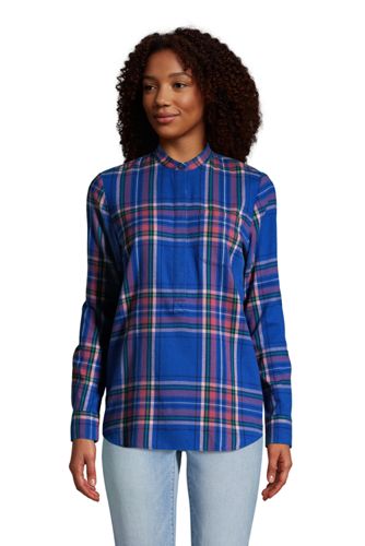 Women's Long Sleeve Flannel Popover Tunic 