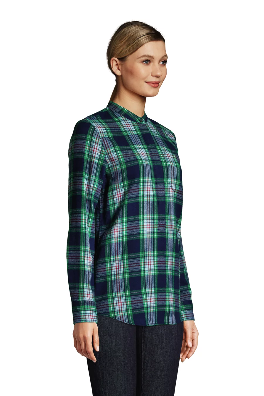 Women's Flannel Long Sleeve Tunic Top view 4