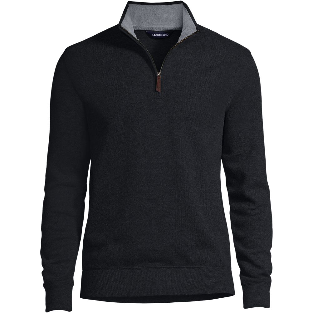 Men s Bedford Rib Heather Quarter Zip Sweater Lands End