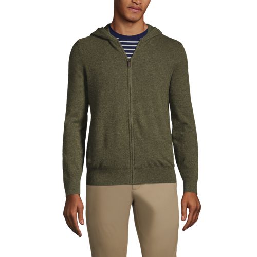 メンズ ランズエンド カシミヤ フーディ ジャケット 長袖 ランズエンド