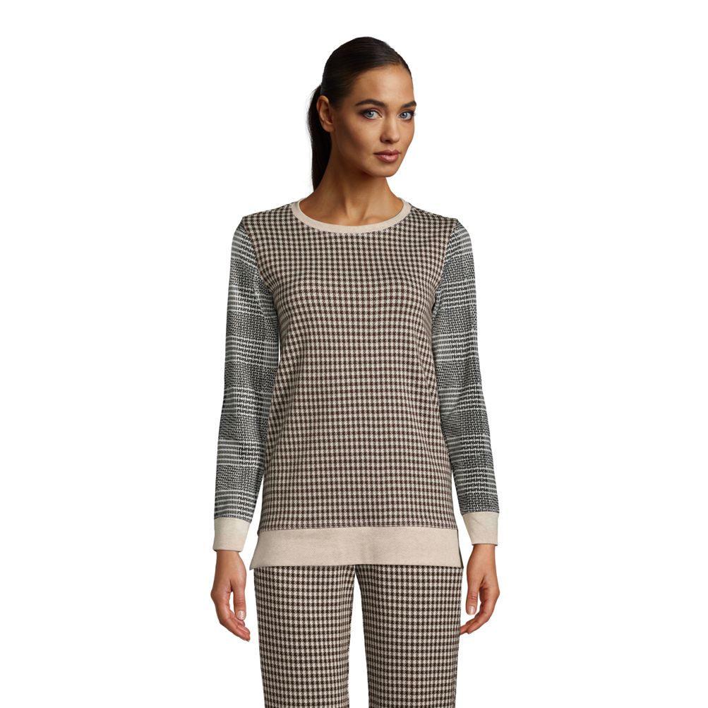 Women's Long Sleeve Sport Knit Jacquard Sweatshirt Tunic