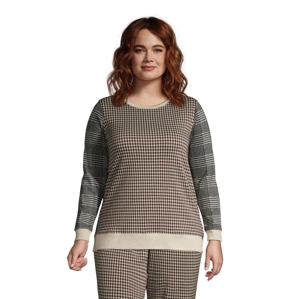 Women s Plus Size Long Sleeve Sport Knit Jacquard Sweatshirt Tunic