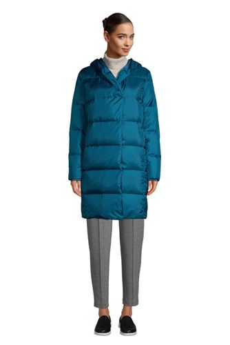 Daunenmantel Mit Kapuze Und Wickeleffekt Fur Damen Lands End