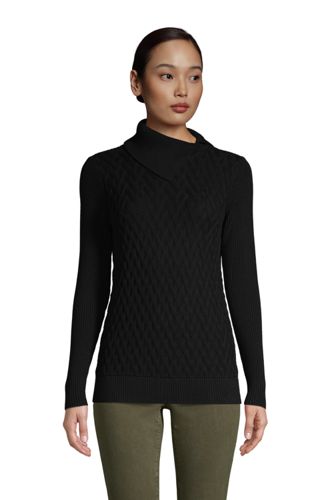 Baumwoll-Pullover mit geschlitztem Rollkragen für Damen