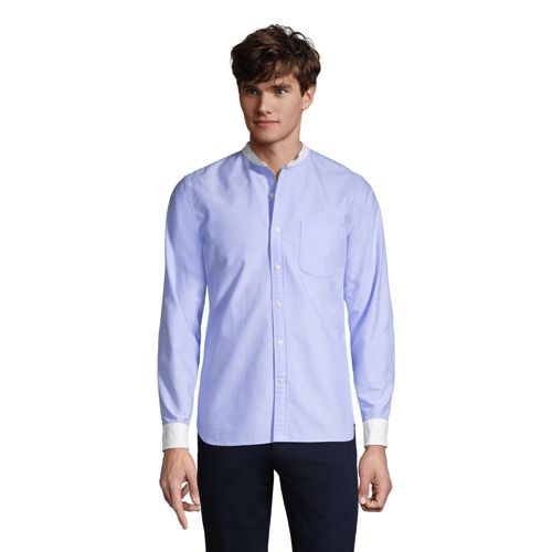 Chemise Oxford Col Officier Manches Longues Coupe Moderne, Homme Stature Standard