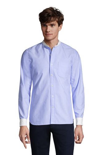 Chemise Oxford Col Officier Manches Longues Coupe Moderne, Homme Stature Standard