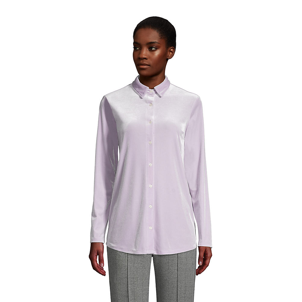 Women's Velvet Long Sleeve Button Front Tunic