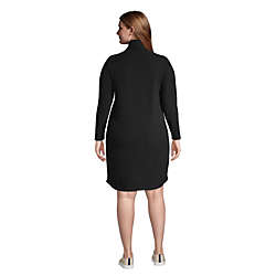Women's Plus Size Long Sleeve Fleece Quarter Zip Dress, Back