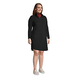 Women's Plus Size Long Sleeve Fleece Quarter Zip Dress, alternative image