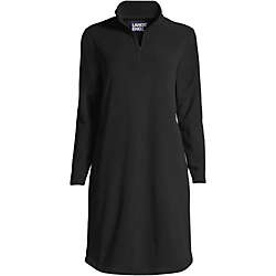 Women's Plus Size Long Sleeve Fleece Quarter Zip Dress, Front