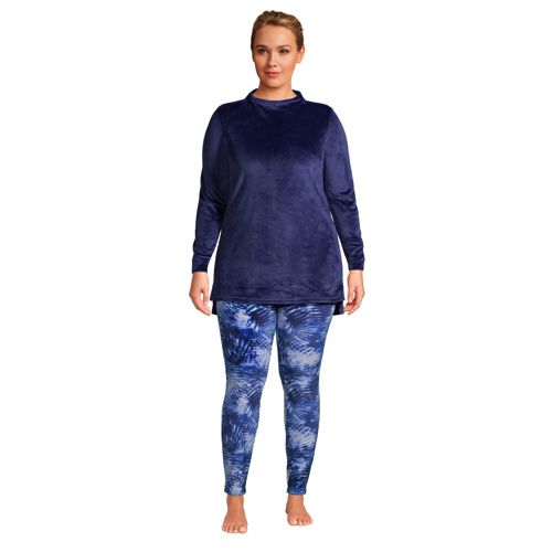 women's cozy pajama set long sleeve top and print leggings