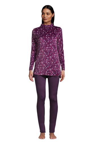 women's cozy pajama set long sleeve top and print leggings