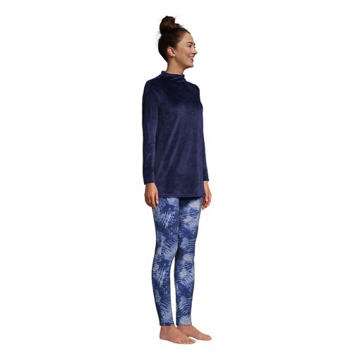 women's cozy pajama set long sleeve top and print leggings