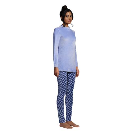 women's cozy pajama set long sleeve top and print leggings