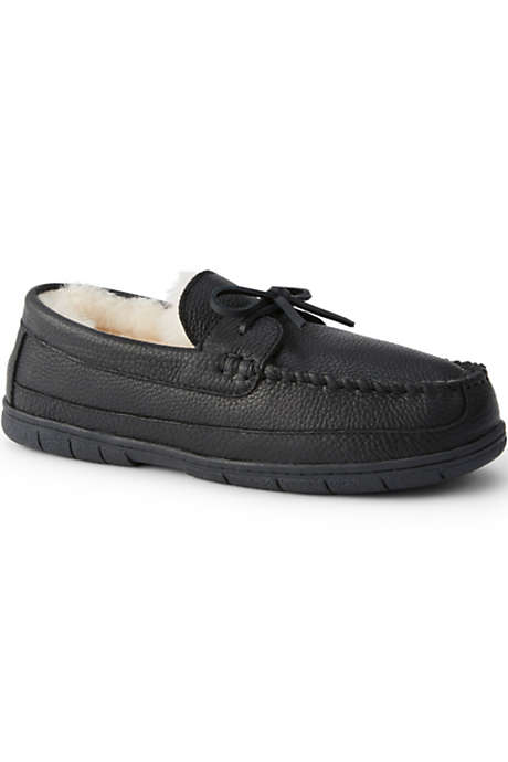 Men's Leather Shearling Moccasin Slippers