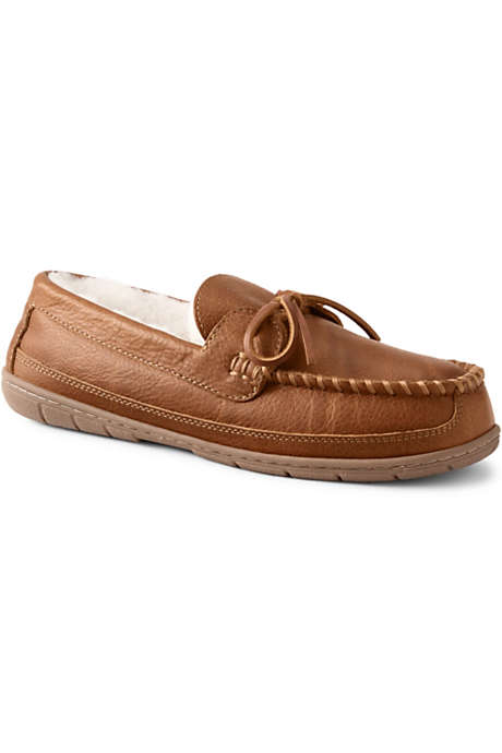 Men's Leather Shearling Moccasin Slippers