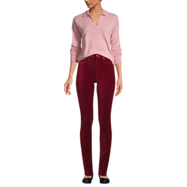 Pantalon Slim Taille Haute en Velours Stretch, Femme Stature Standard image number 4