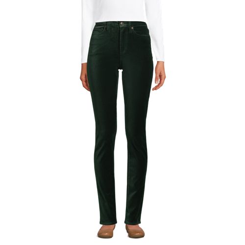 Pantalon Slim Taille Haute en Velours Stretch, Femme Stature Standard