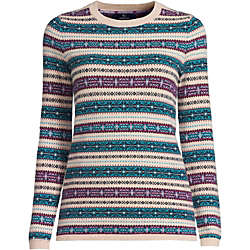 Women's Plus Size Cashmere Crewneck Sweater - Jacquard, Front