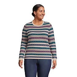 Women's Plus Size Cashmere Crewneck Sweater - Jacquard, Front