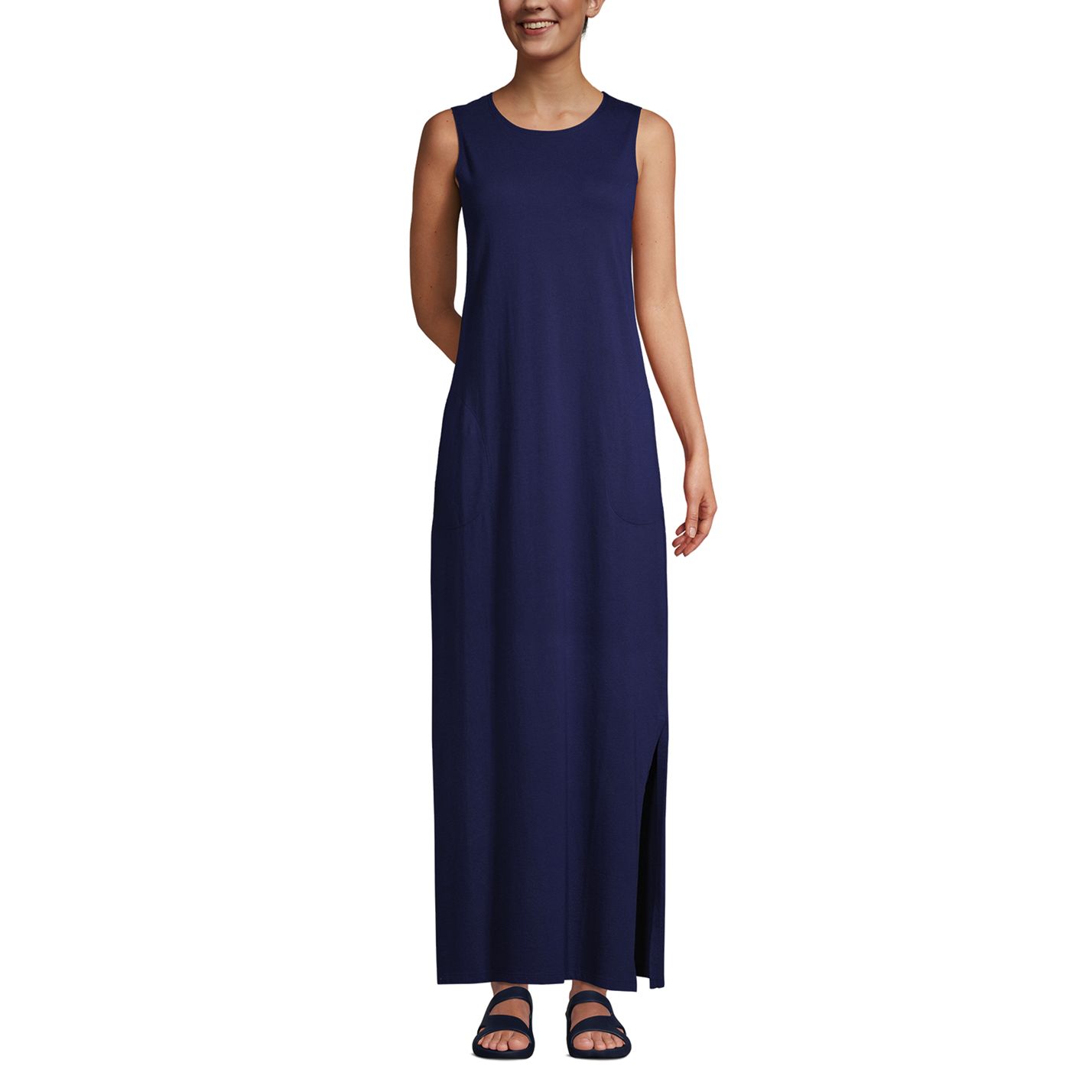 Women's Cotton Jersey Sleeveless Swim Cover-up Maxi Dress