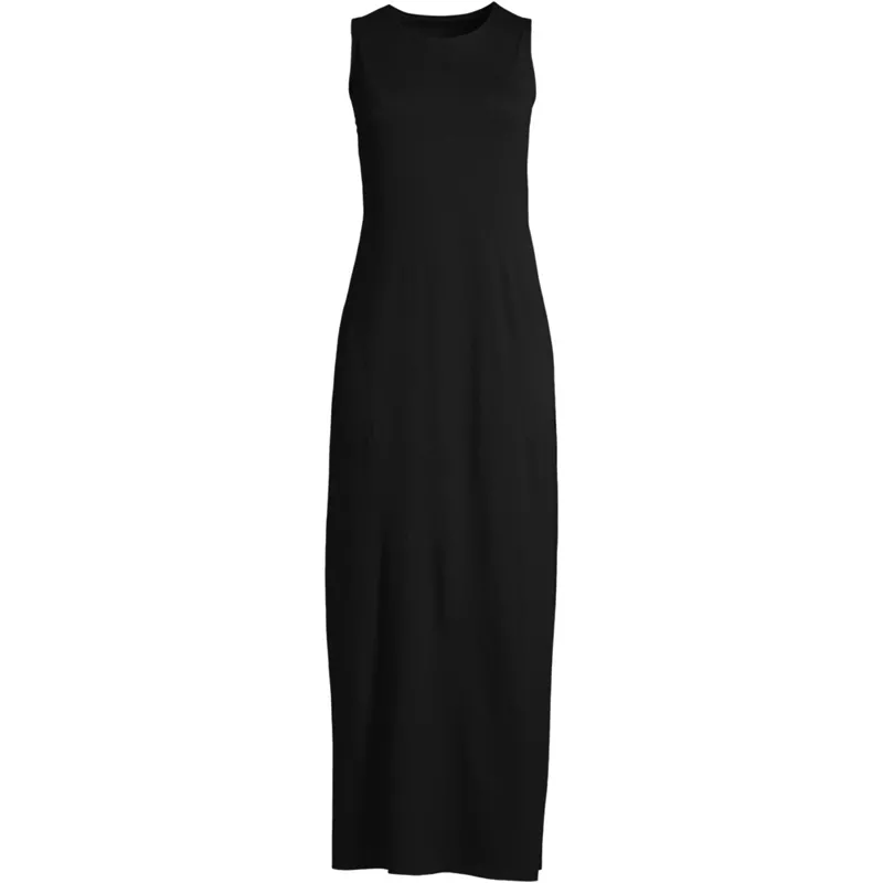 Women's Long Cotton Jersey Sleeveless Swim Cover-up Maxi Dress, Front