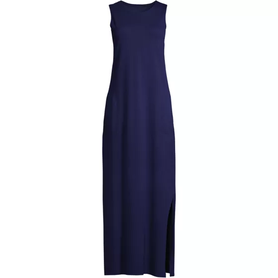 Women's Long Cotton Jersey Sleeveless Swim Cover-up Maxi Dress - primary