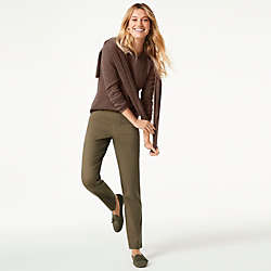 Women's Mid Rise Pull On Chino Ankle Pants, alternative image