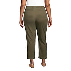 Women's Plus Size Mid Rise Pull On Chino Ankle Pants, Back