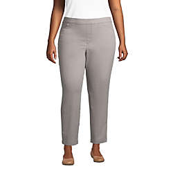 Women's Plus Size Mid Rise Pull On Chino Ankle Pants, Front