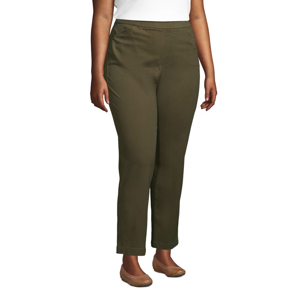 Women's Plus Size Mid Rise Pull On Chino Ankle Pants | Lands' End