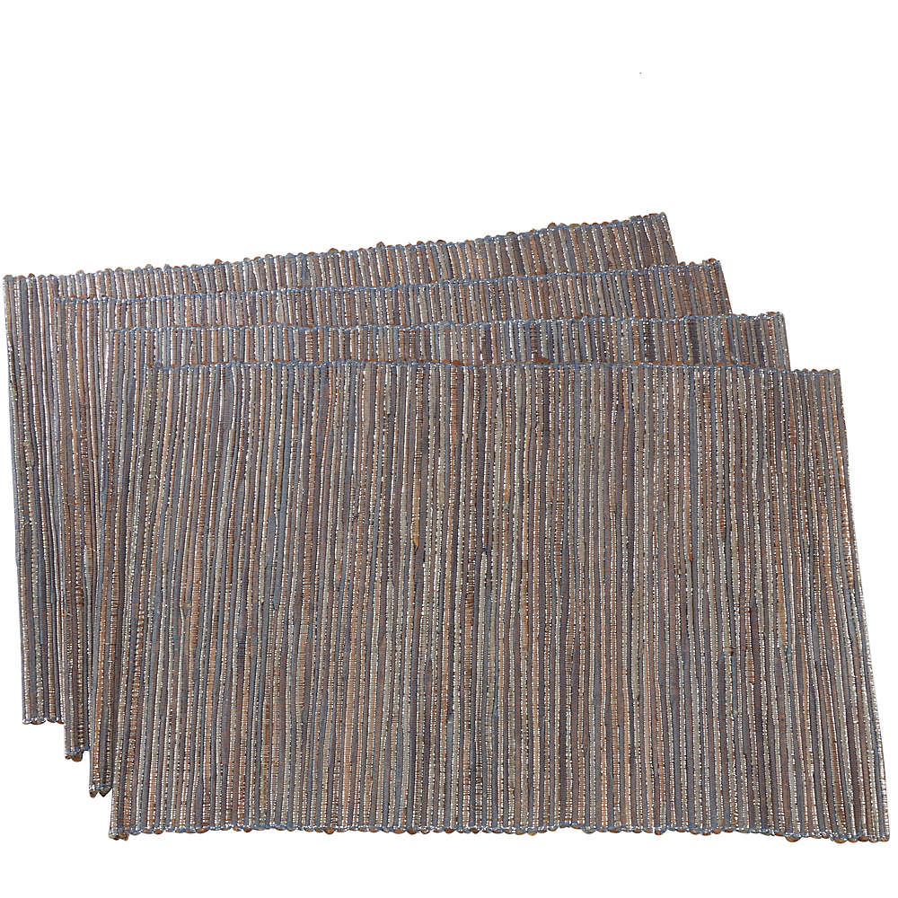 Saro Lifestyle Shimmering Woven Textured Water Hyacinth Placemats - Set of 4, Front