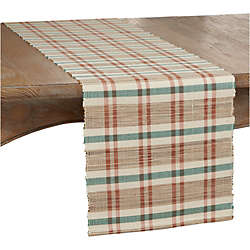 Saro Lifestyle Plaid Woven Water Hyacinth Table Runner, Front