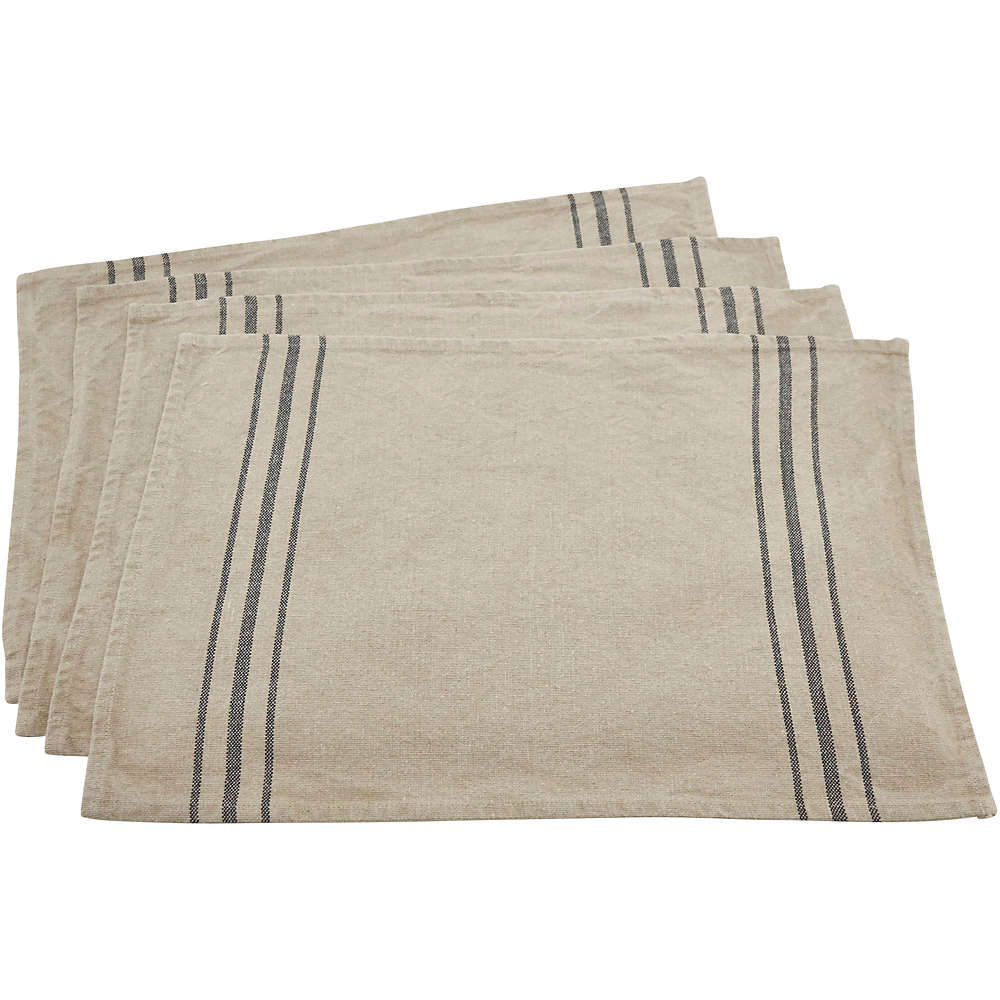 Saro Lifestyle Simple Striped Linen Placemats - Set of 4, Front
