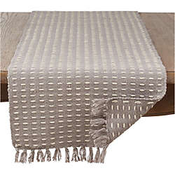 Saro Lifestyle Dashed Woven Cotton Table Runner, Back