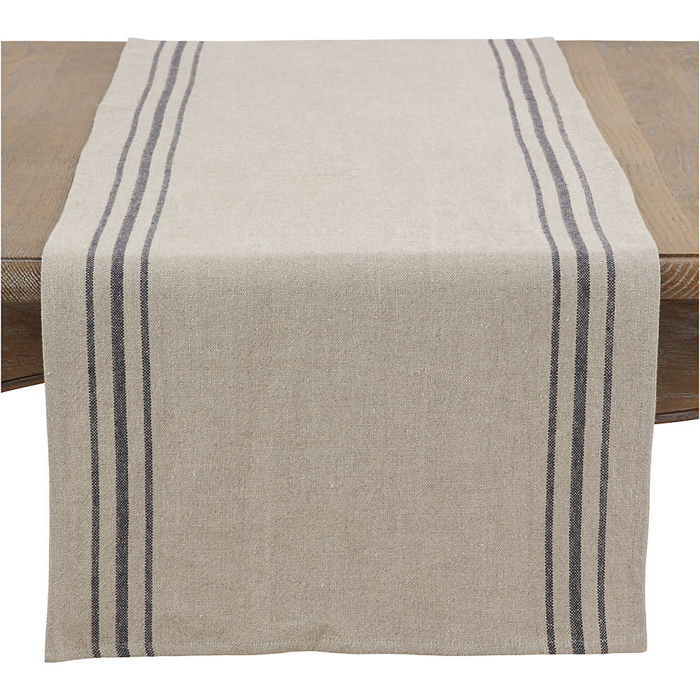 Saro Lifestyle Simple Striped Linen Table Runner, Front