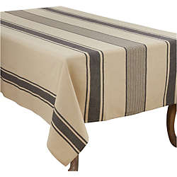 Saro Lifestyle 65x180 Banded Pattern Cotton Rectangle Tablecloth, Front