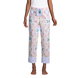 Women's Petite Cotton Poplin Pajama Crop Pants, Front
