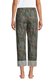 Women's Cotton Poplin Pajama Crop Pants, Back