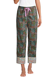 Women's Cotton Poplin Pajama Crop Pants, Front