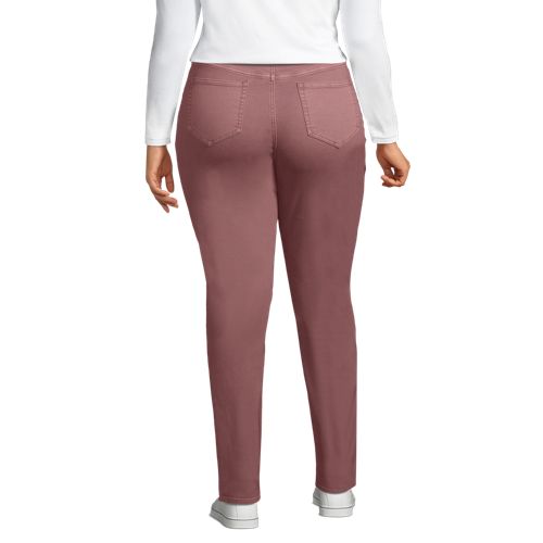 Straight Leg Slimming Jeans, High Waisted, Women, size: 20/28, plus, Pink, by Lands’ End